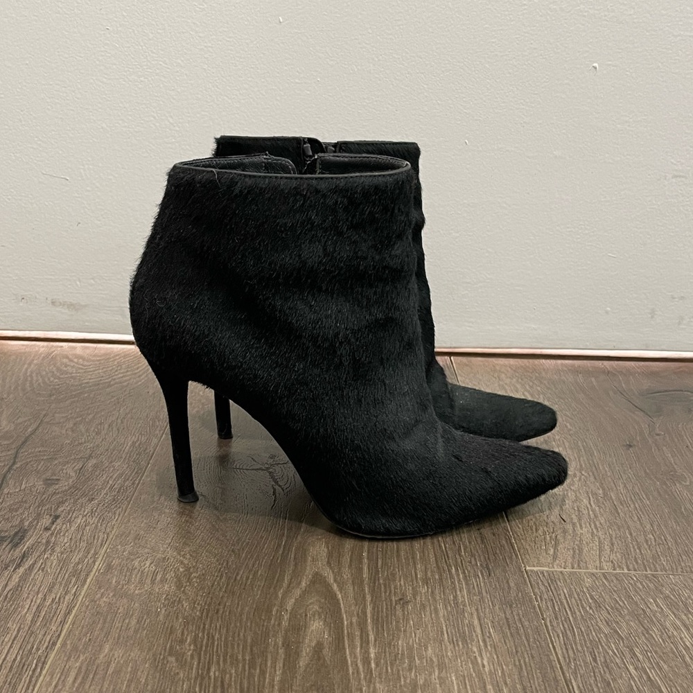 Stuart Weitzman Calf Hair Black Booties